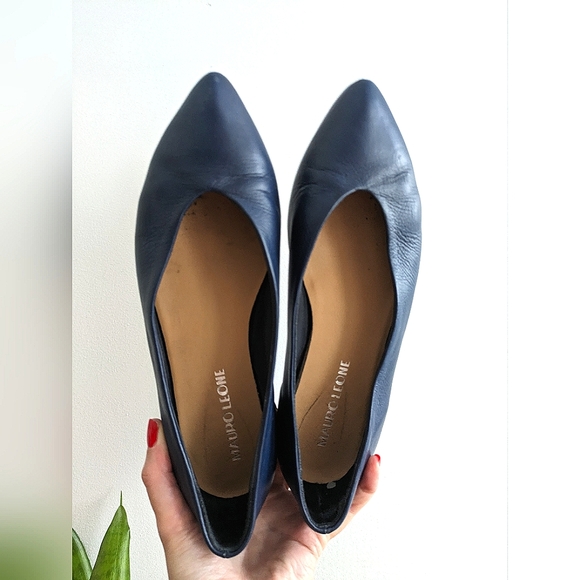 Leather flat dark blue - Picture 5 of 6